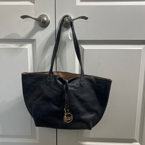 Women's BCBG Black & Beige Reversible Tote Bag One Size